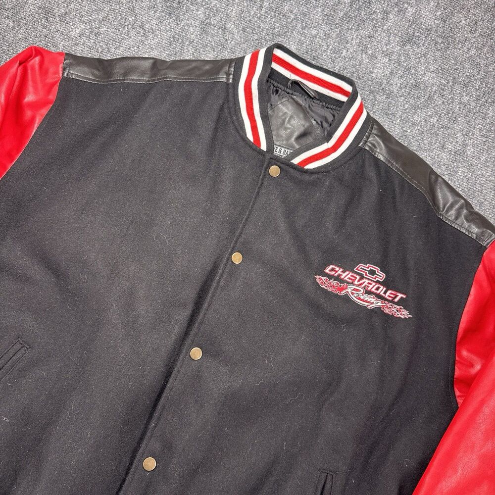 Vintage Steve & Barrys Chevrolet Racing Letterman Jacket Faux Leather Men's XL